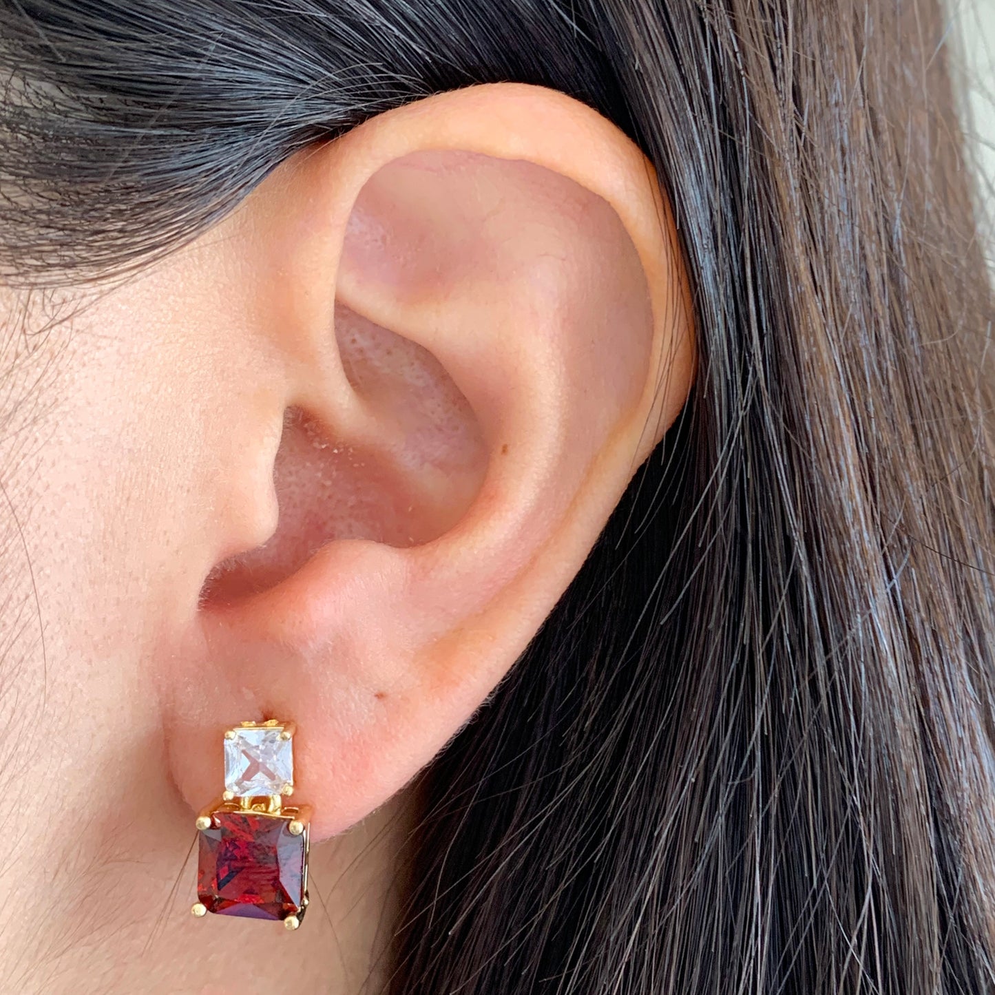Aretes brillos doble dorado