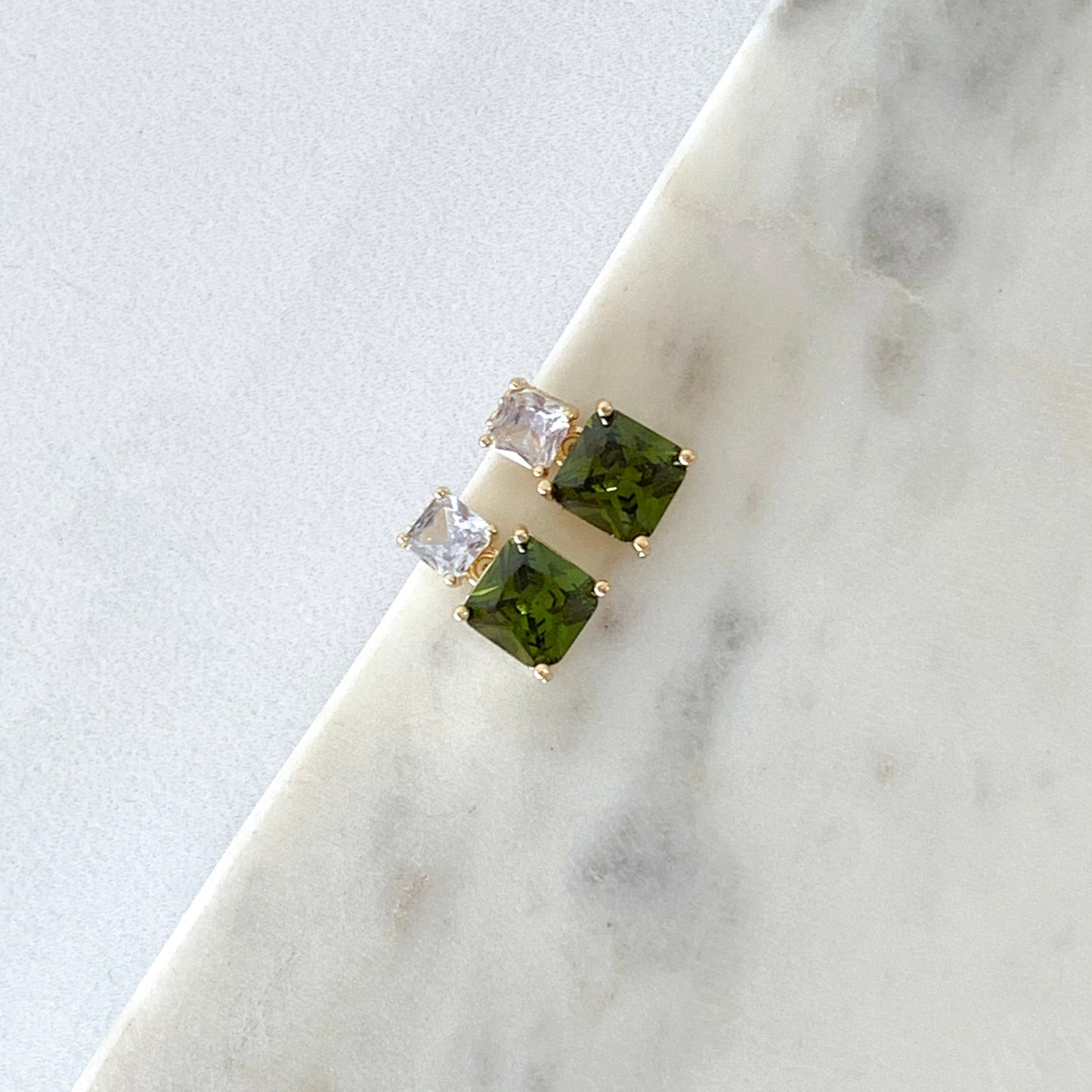 Aretes brillos doble dorado