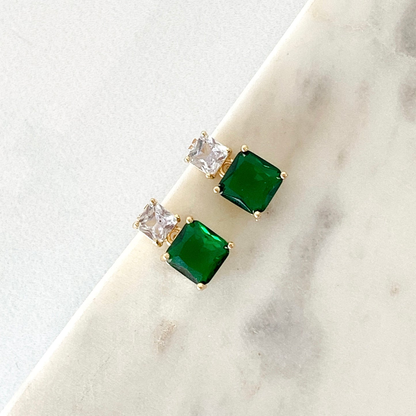 Aretes brillos doble dorado