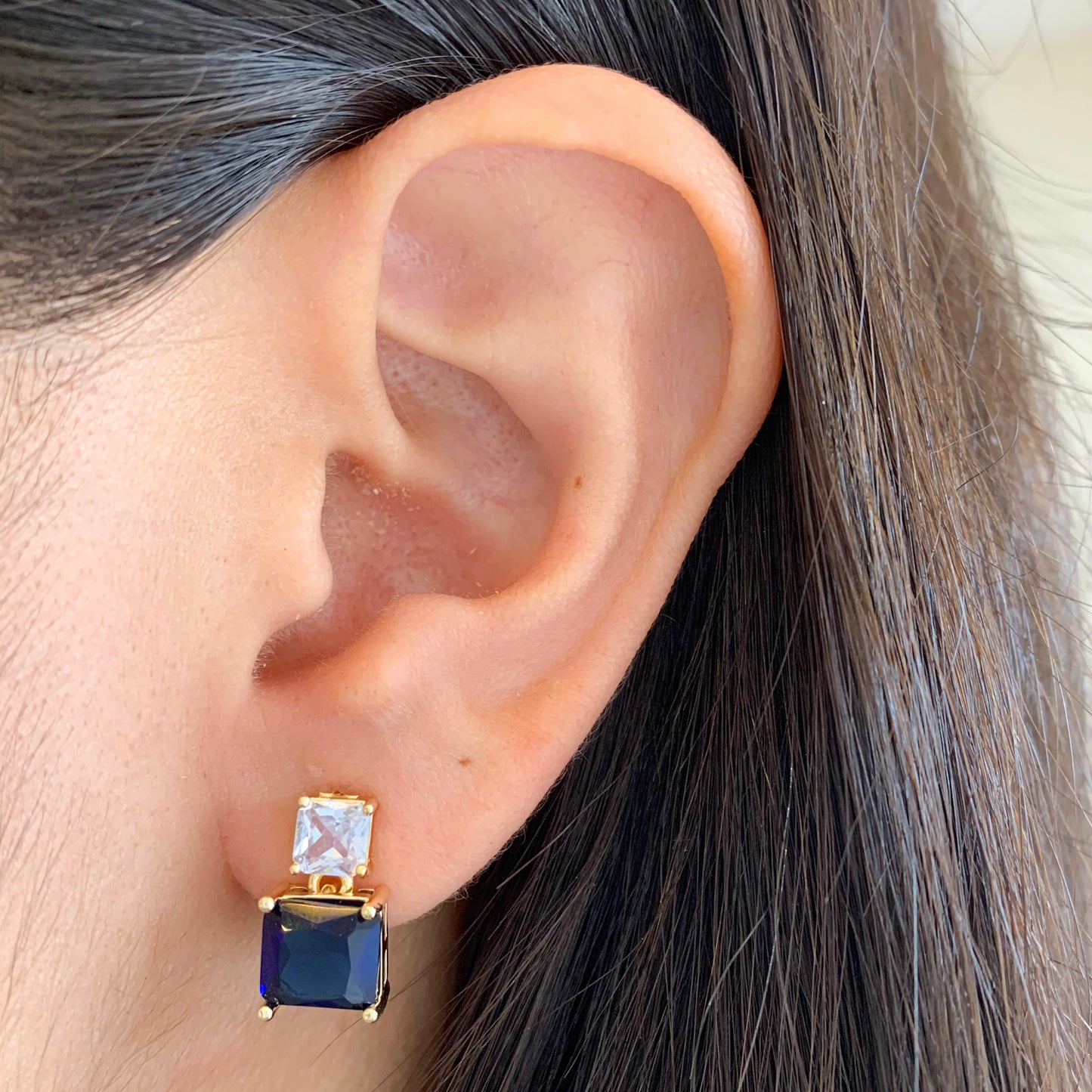 Aretes brillos doble dorado