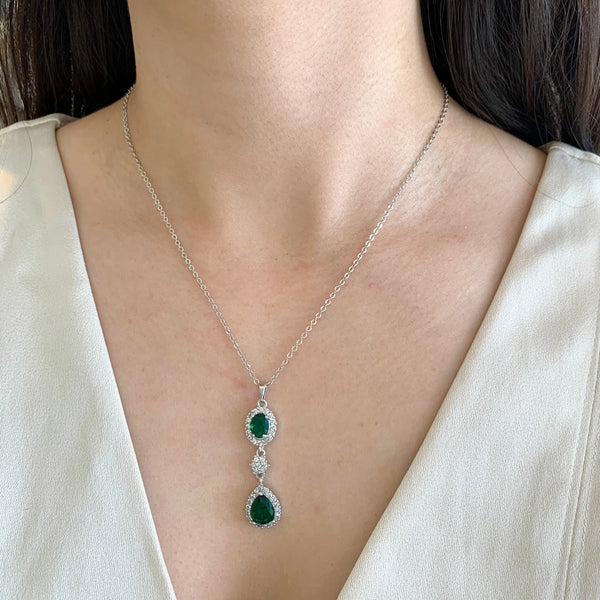 Collar brillos gotas plateado