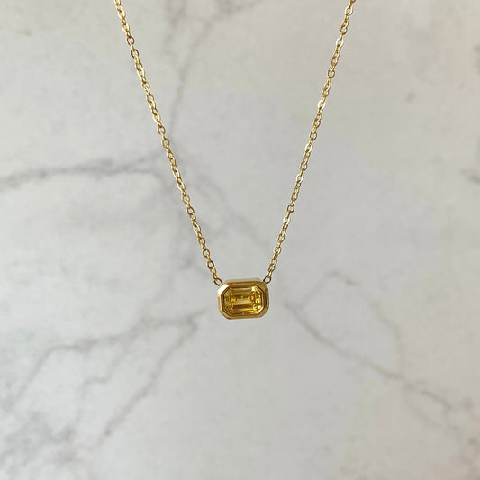 Collar brillo rectangular mini ámbar