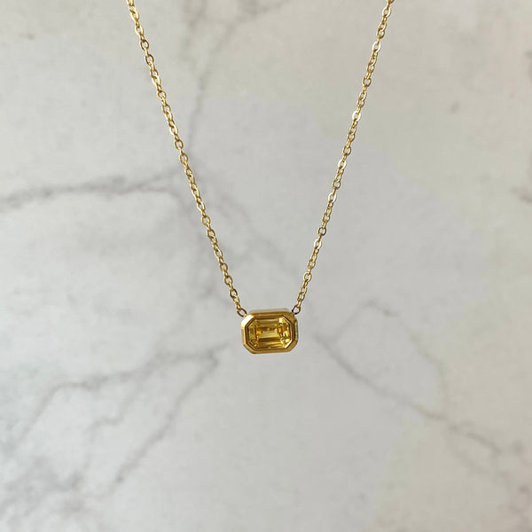 Collar brillo rectangular mini ámbar