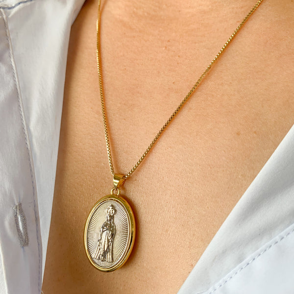 Collar virgen de Fátima bicolor
