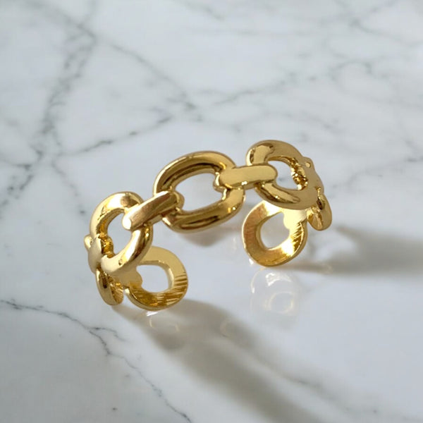 Anillo eslabones dorados