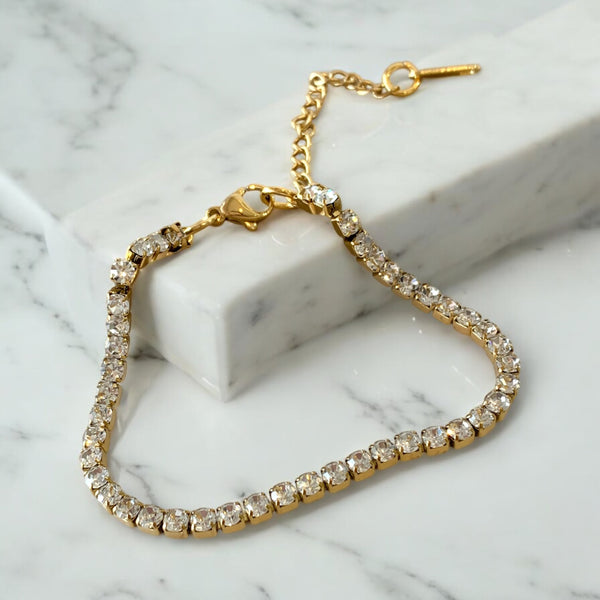 Pulsera brillos tennis acero