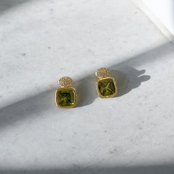 Aretes brillo verde olivo