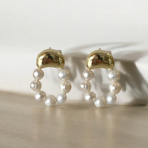 Aretes circulo perlas