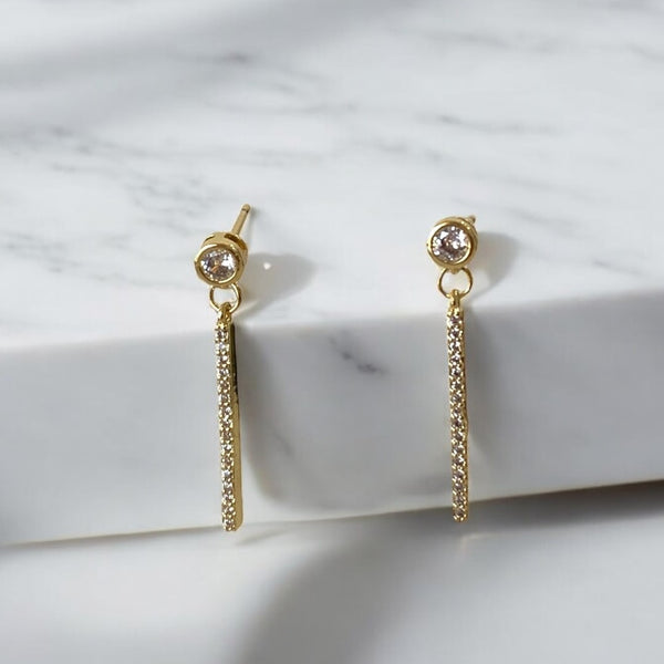 Aretes palito con brillos