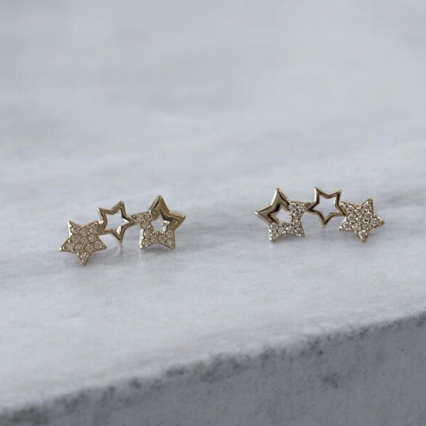 Aretes 3  estrellas plateado