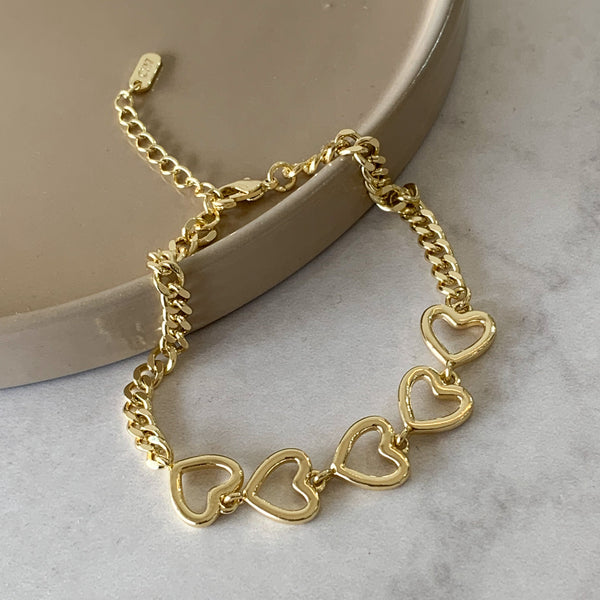 Pulsera corazones silueta
