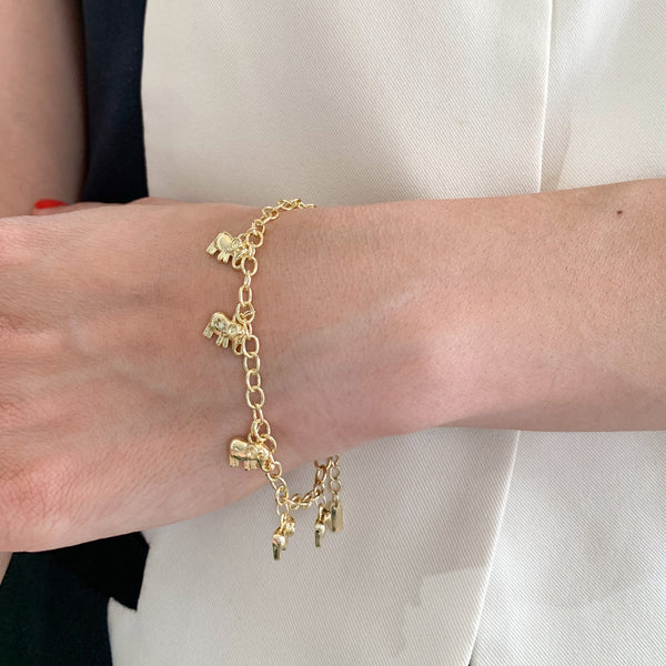 Pulsera elefantes colgando