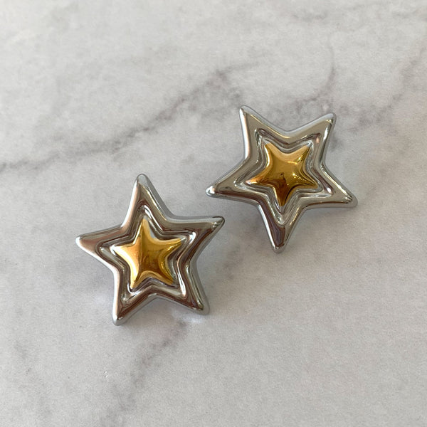 Aretes estrellas bicolor