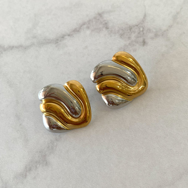 Aretes marmoleado bicolor