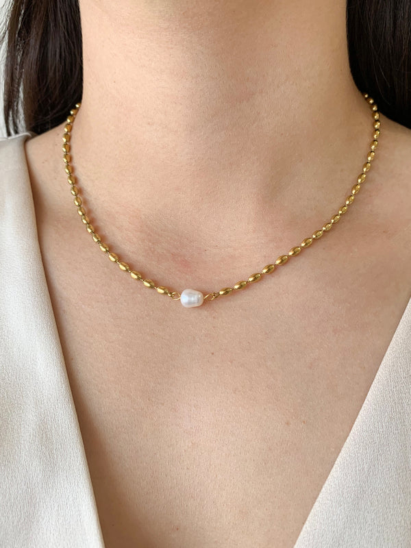 Collar semillitas con perla