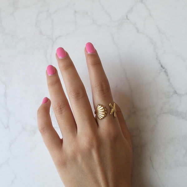 Anillo Estrella de mar y conchita