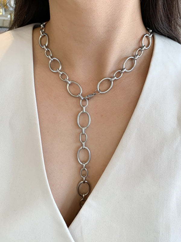 Corbatin maxi ovalos plateado