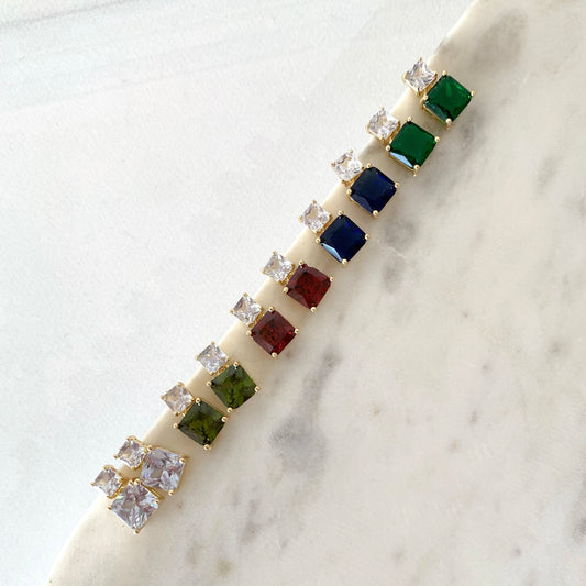 Aretes brillos doble dorado