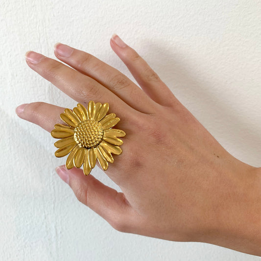 Anillo flor maxi acero