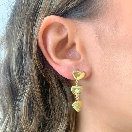 Aretes tres corazones