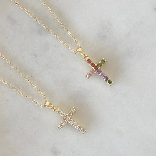 Collar cruz con brillos