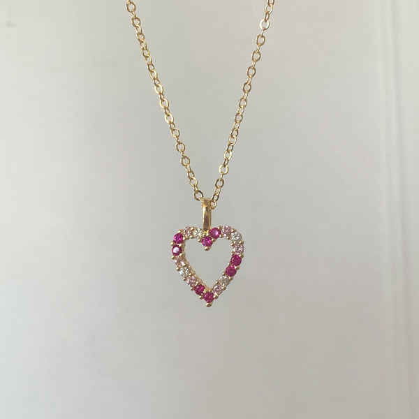 Collar corazón silueta brillos rosas