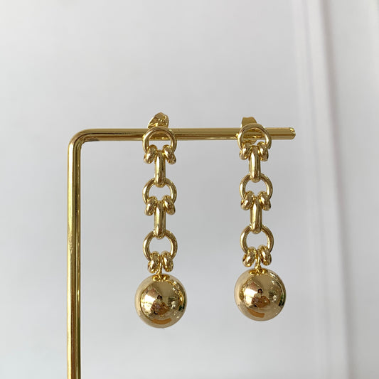 Aretes cadena con bolita