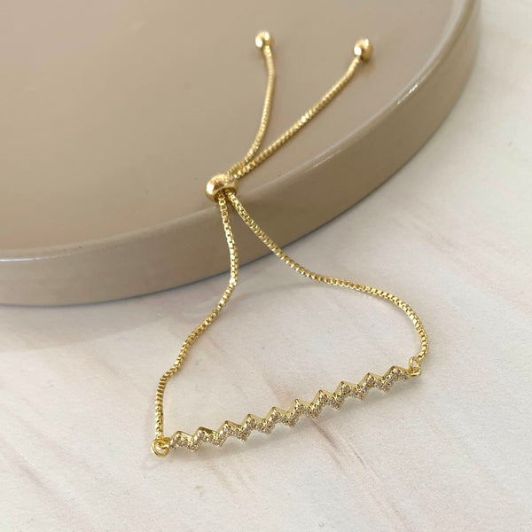 Pulsera ajustable brillos zig zag