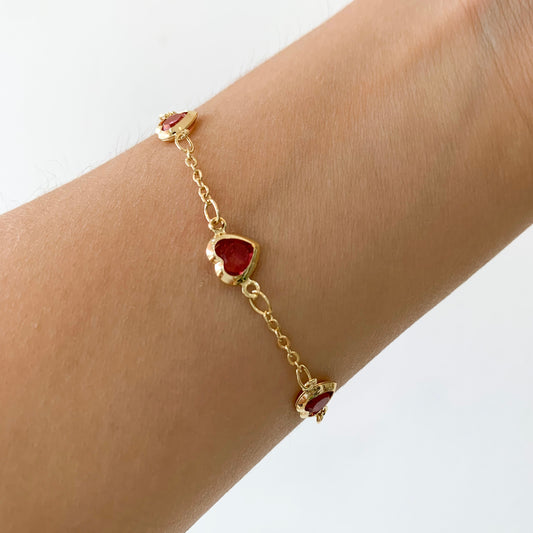 Pulsera corazones rosas