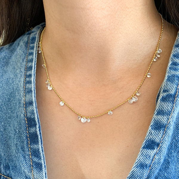 Gargantilla bolita con brillos transparentes