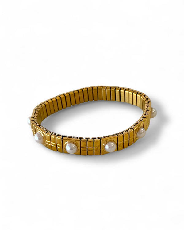 Pulsera acero con perlas