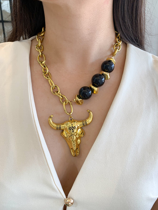 Collar maxi toro con piedras negras