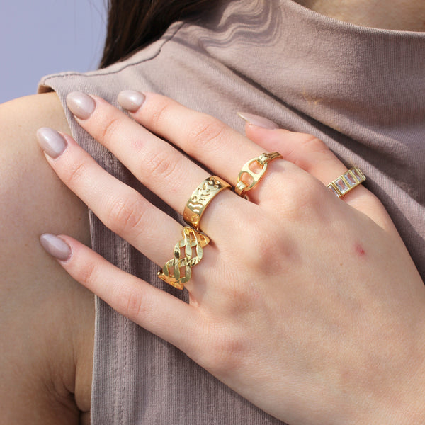 Anillo dorado espigas