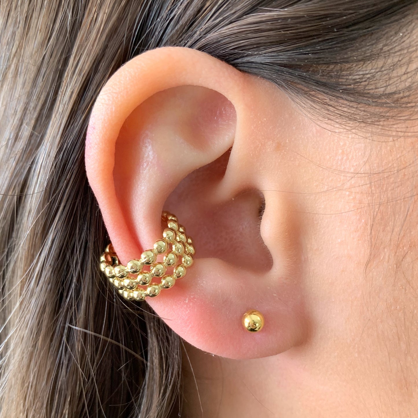 Earcuff bolitas triple