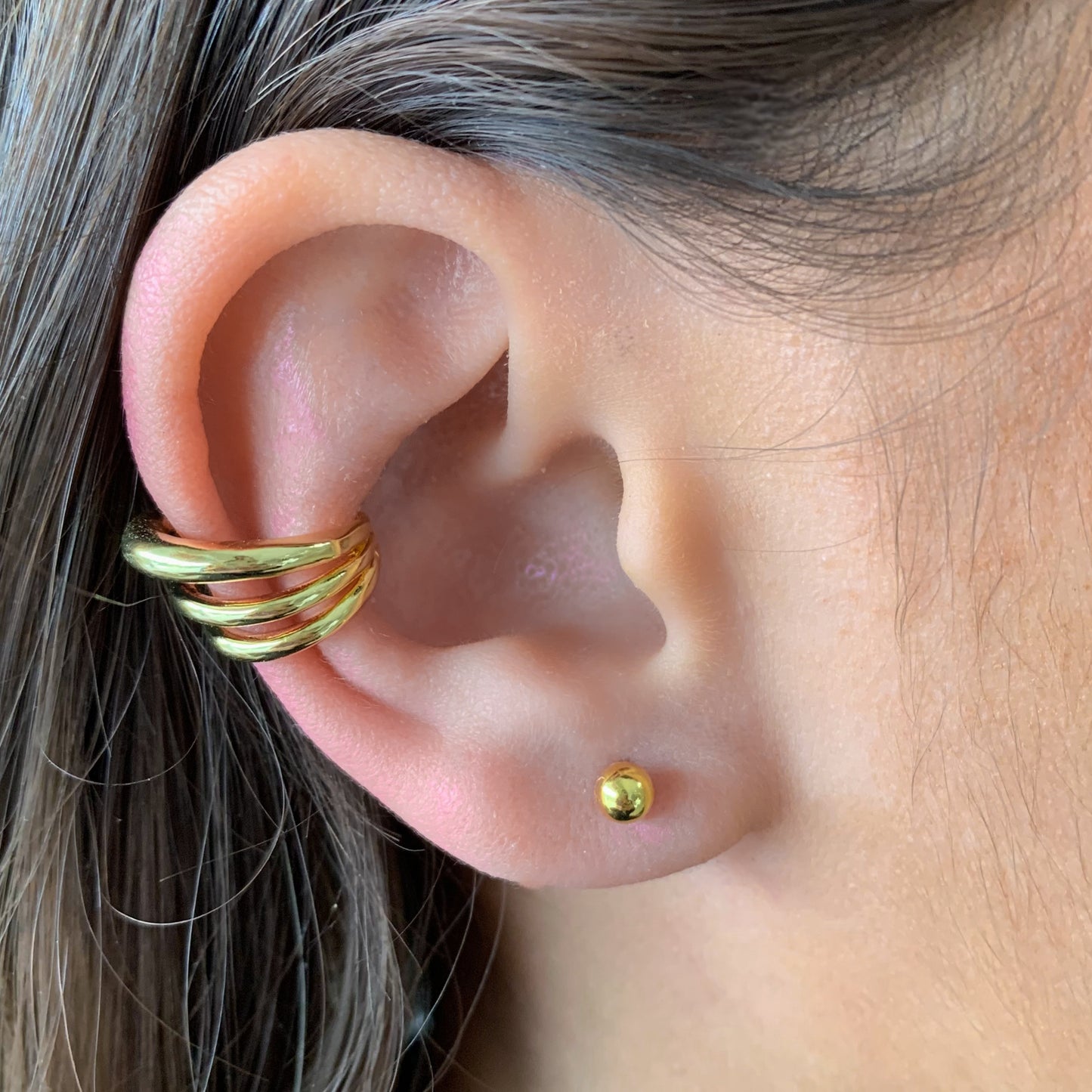 Earcuff triple dorado