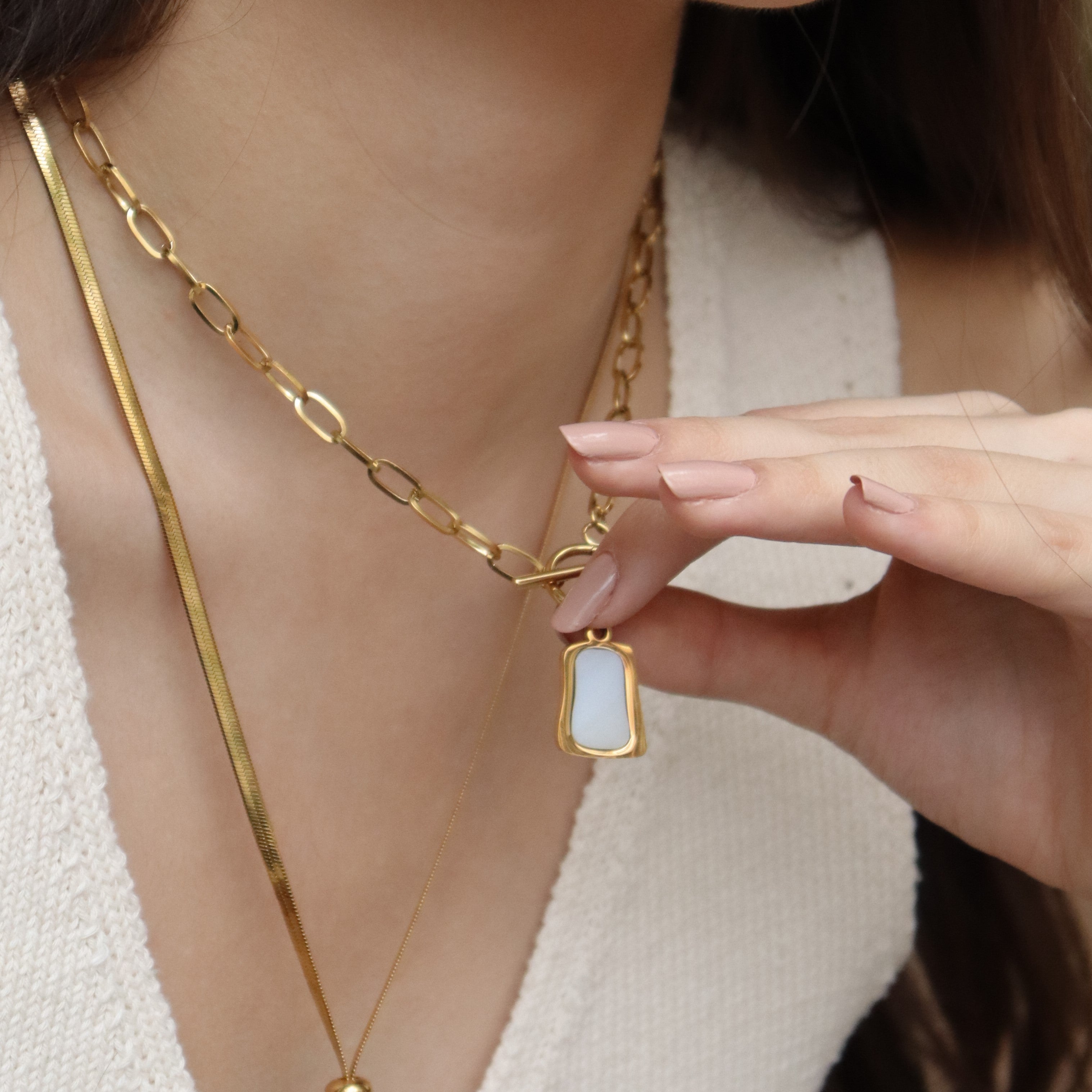 Rectangular Collar Collar placa rectangular madre perla – mariamexicano
